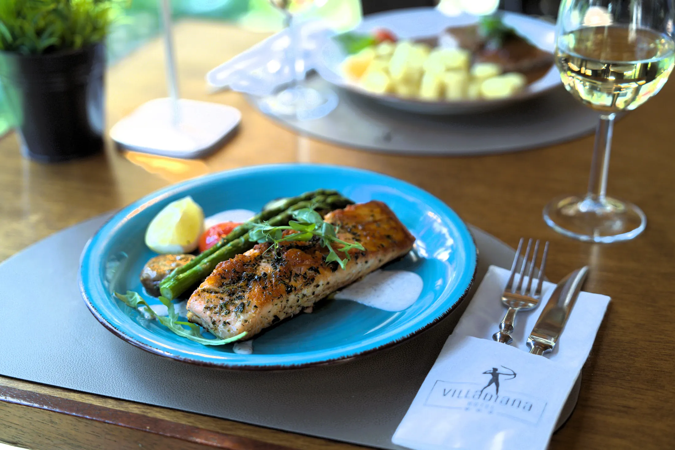 Wild salmon steak with mixed vegetables, Pizzeria Villa Diana, Lučac, Split